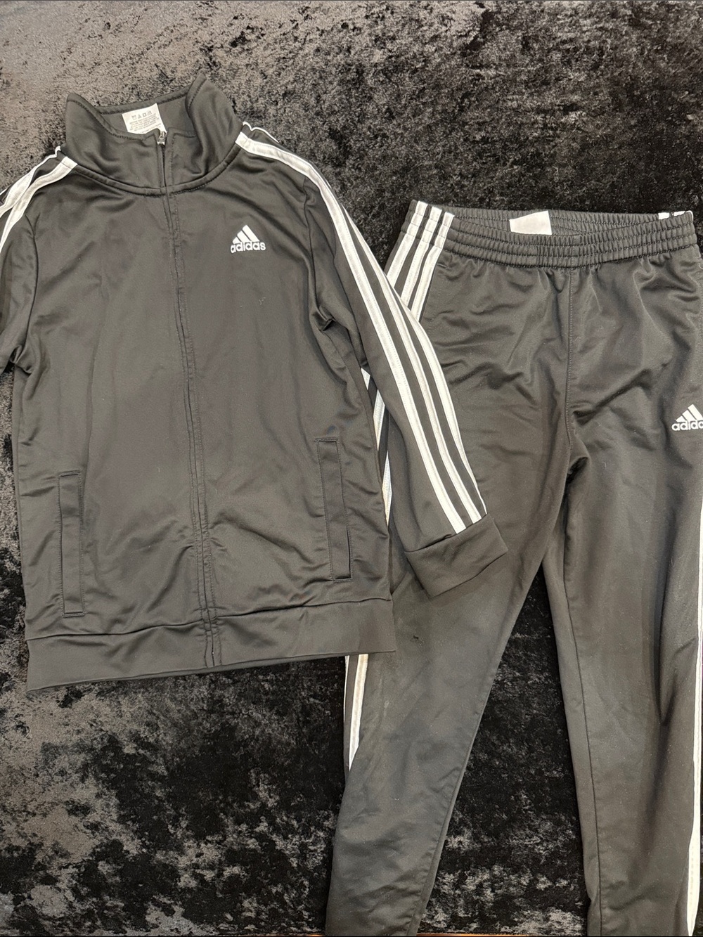 adidas Black Jogger Suit with White Side Stripes